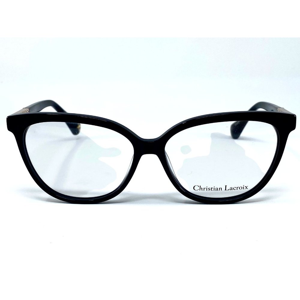 New CHRISTIAN LACROIX Black/Gold Cat-Eye CL1107 Womens Eyeglasses 55-13-140